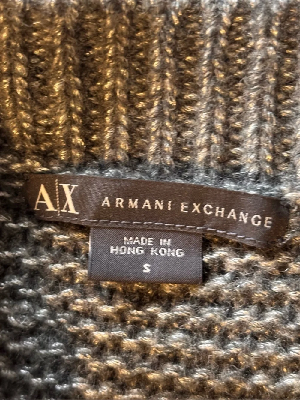🌸 Armani Exchange Heather Gray Off-the-Shoulder Knit Dress Sweater Size Small